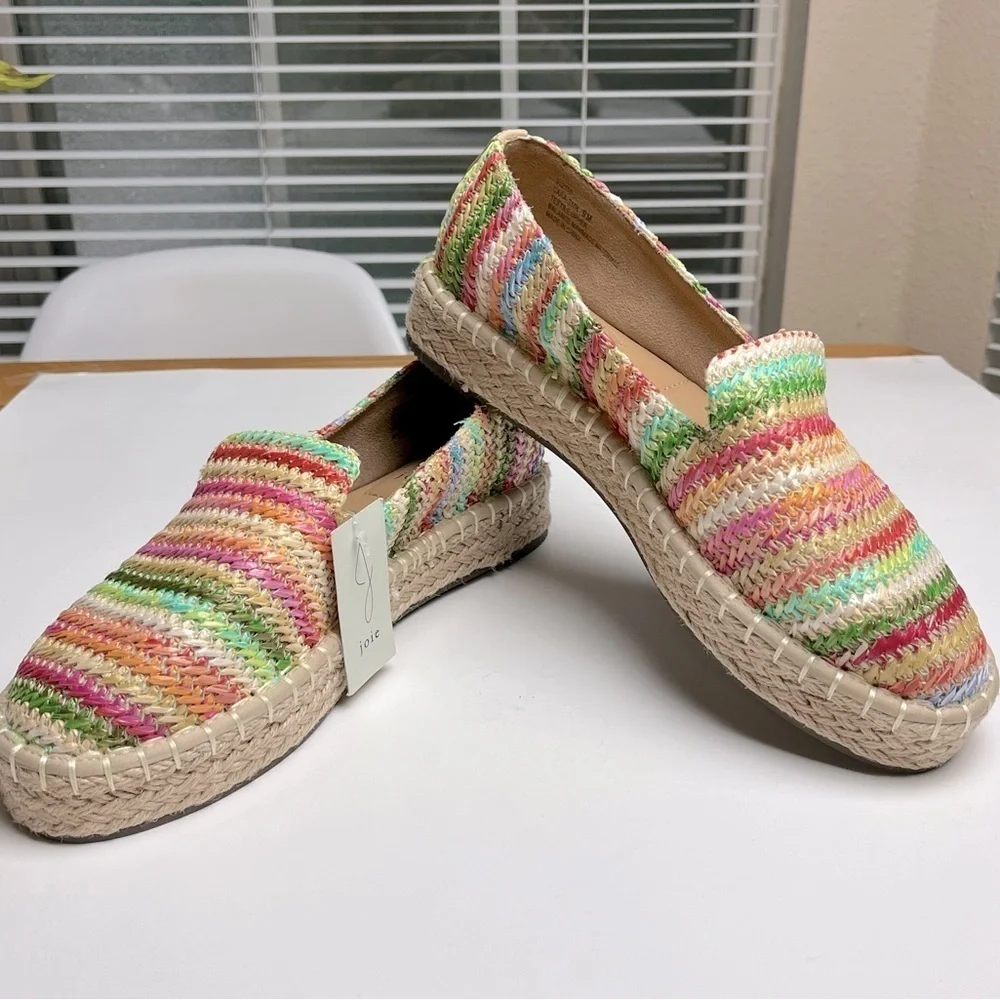 NWT Joie Cara multicored raffia espadrilles slip on flats, women's size 9 - Picture 1 of 5